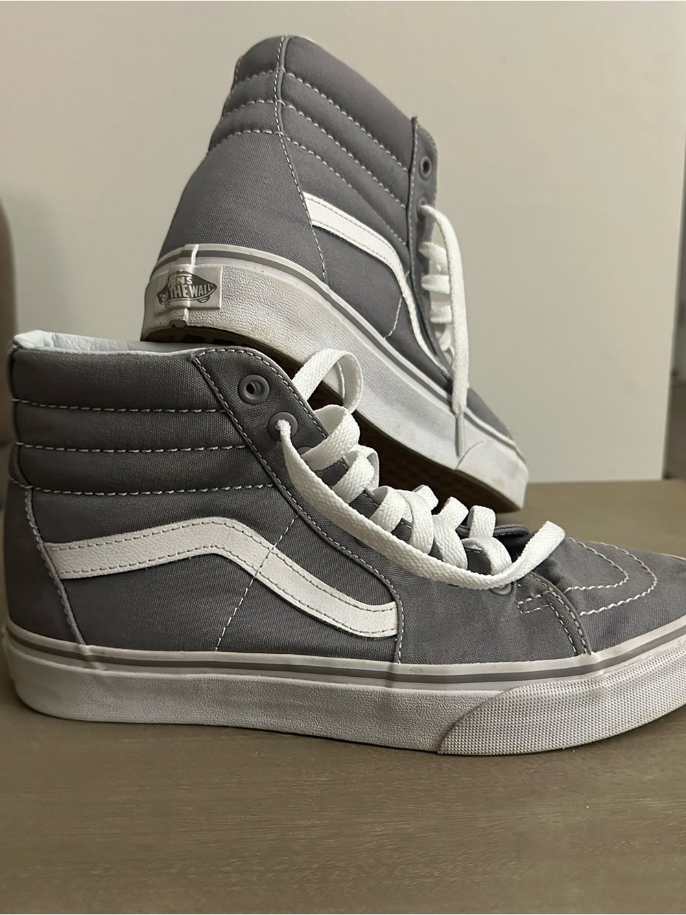 Vans High-Top Sneakers in Gray and White